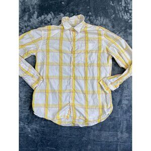 Old Navy Mens Yellow Plaid Button-Up Shirt Size XL Long Sleeve Casual
